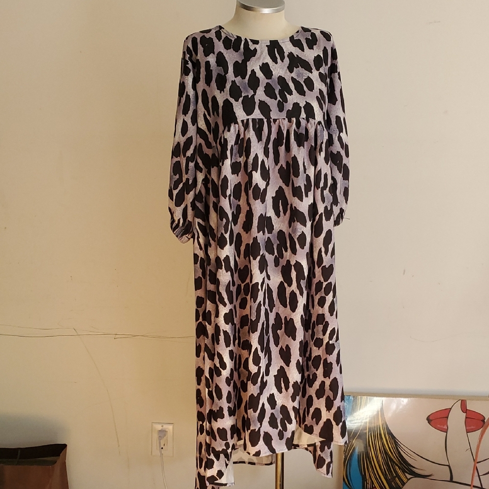 Leopard Print Long Sleeve Dress